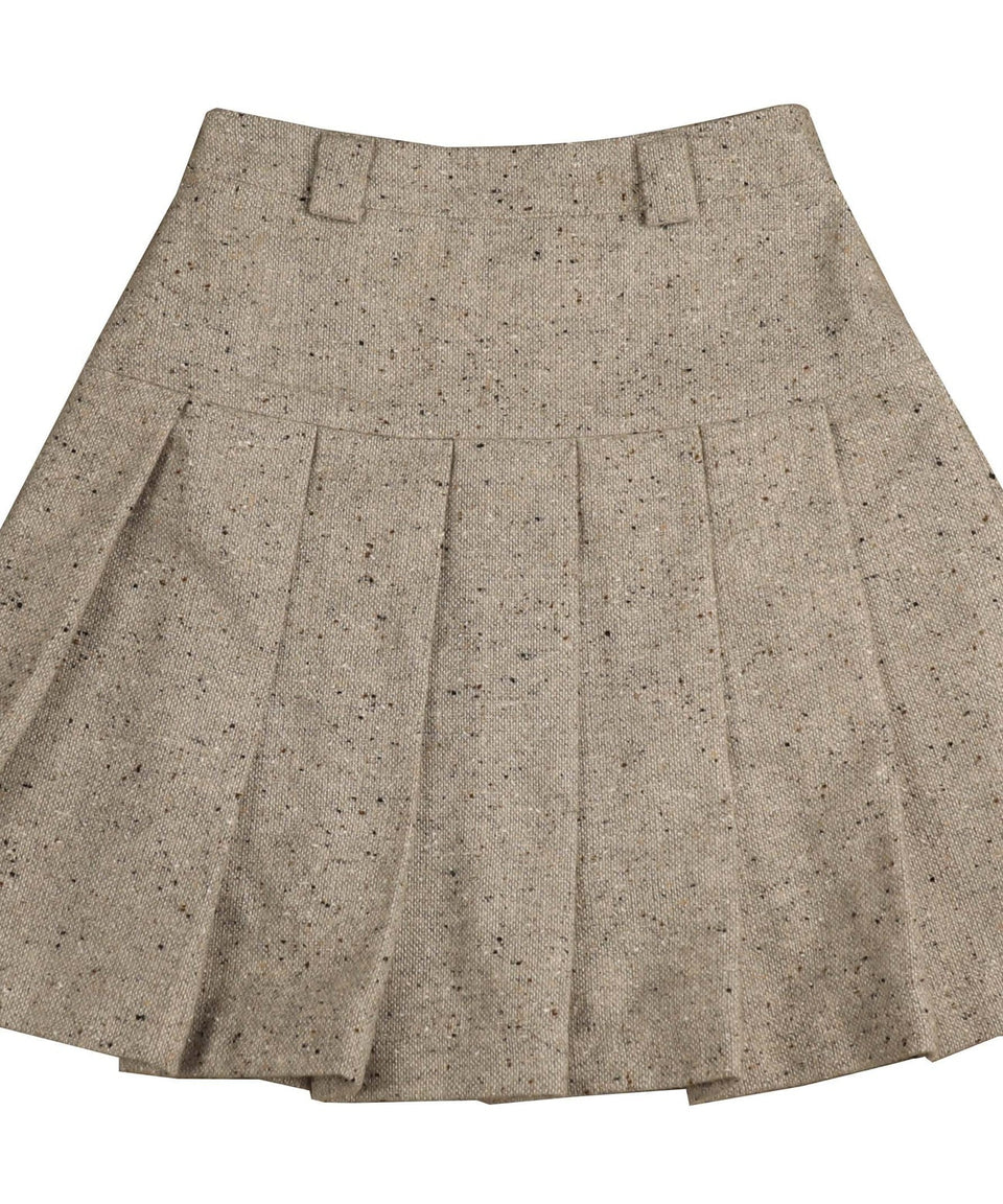 Noma Beige Tweed Pleated Skirt