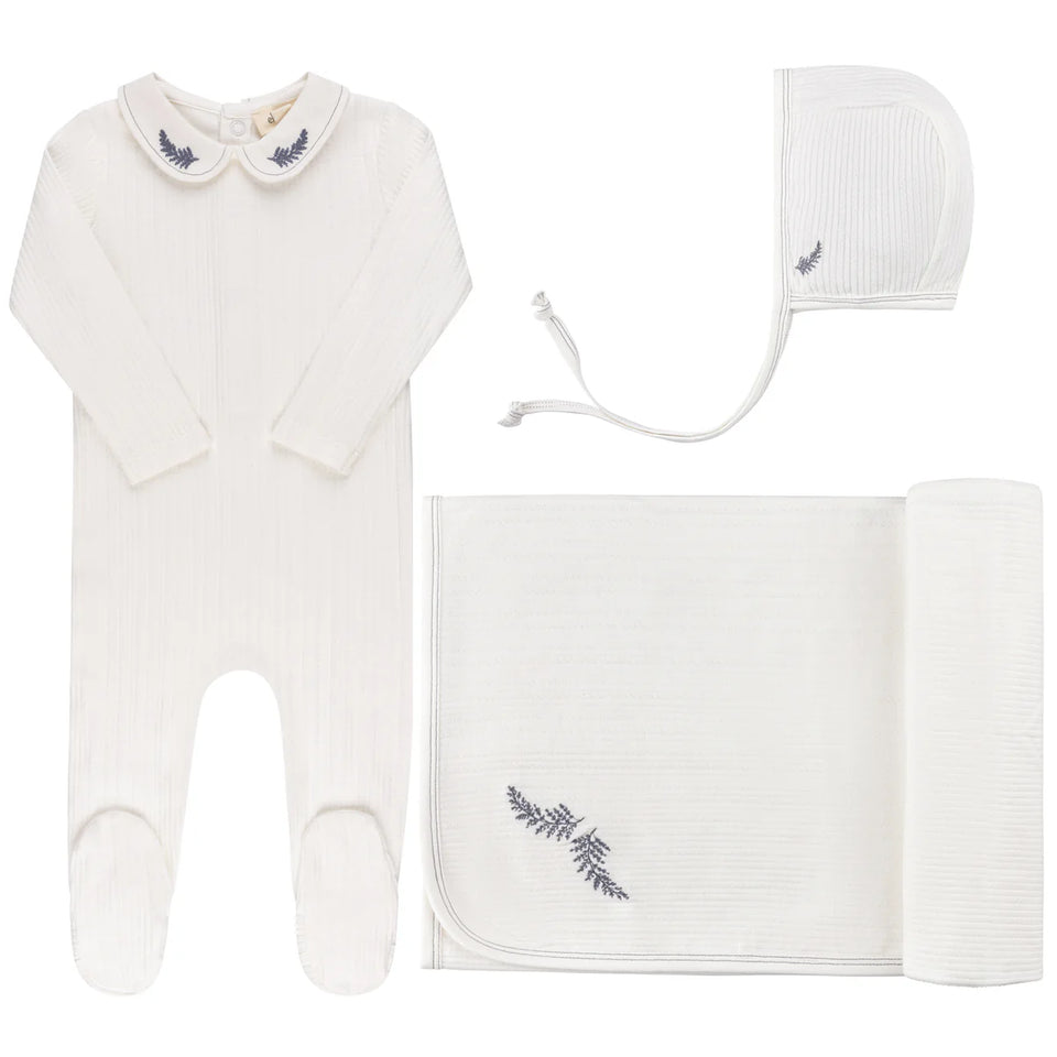 Ely’s & Co. Ivory Leaf Embroidered 3pc Set