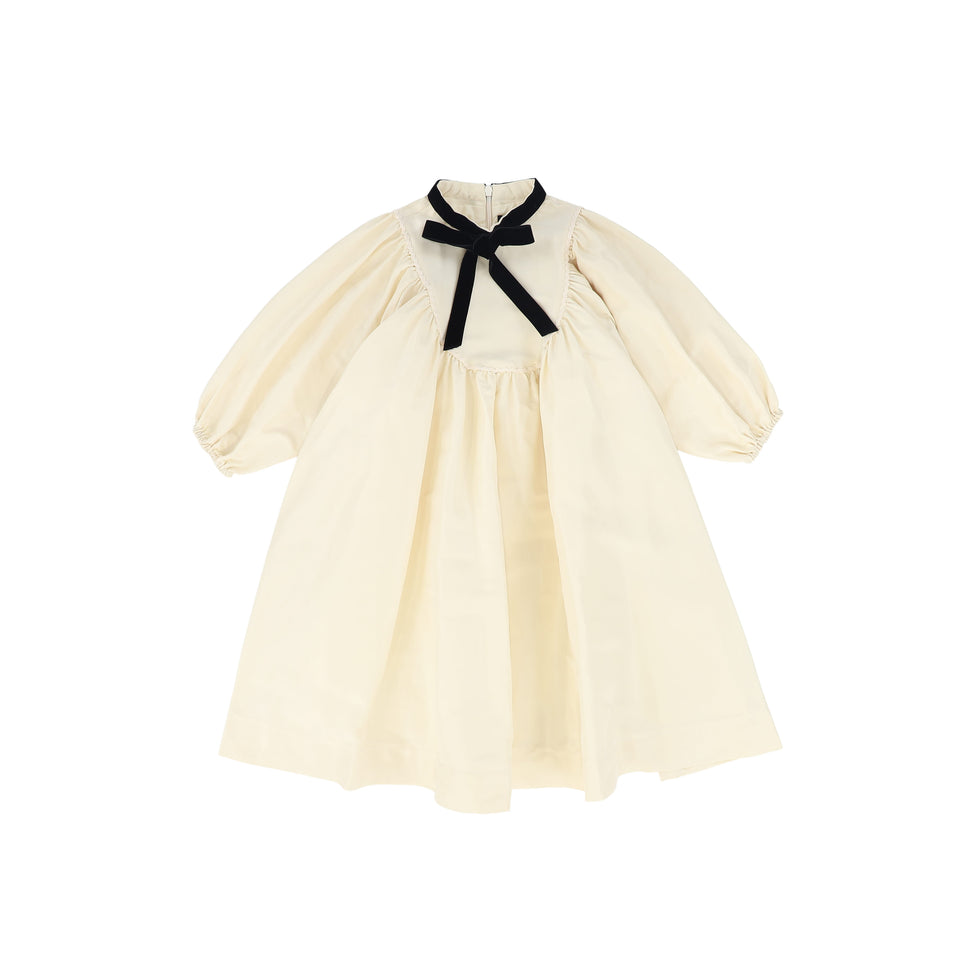 Francesca Guiliano Cream Bib Detail Taffeta Dress