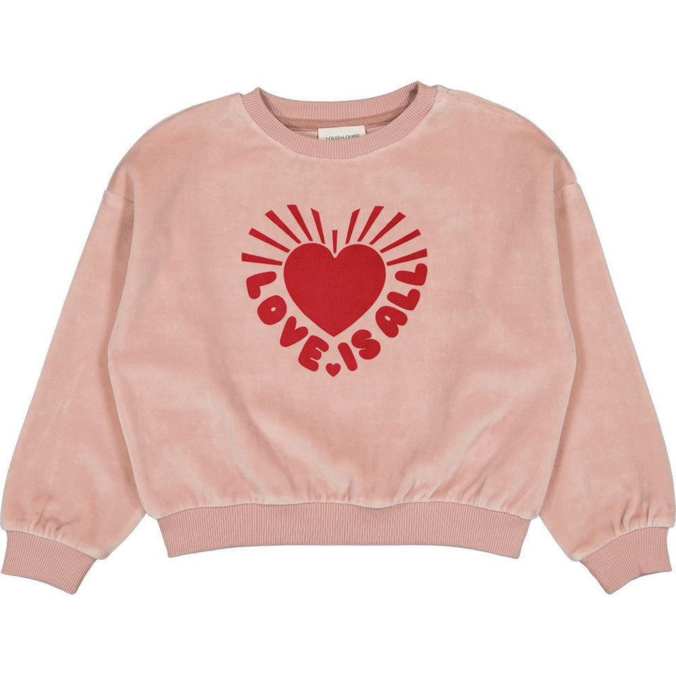 Louis Louise Pink Velour 'love' Sweatshirt