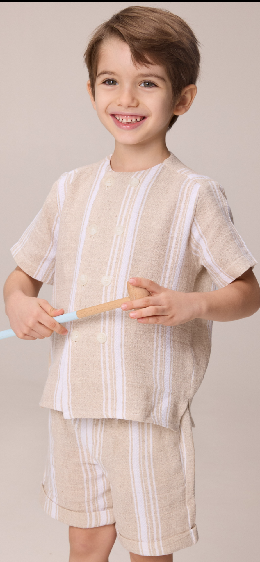 Pernille Summer Knit Striped Beige Set