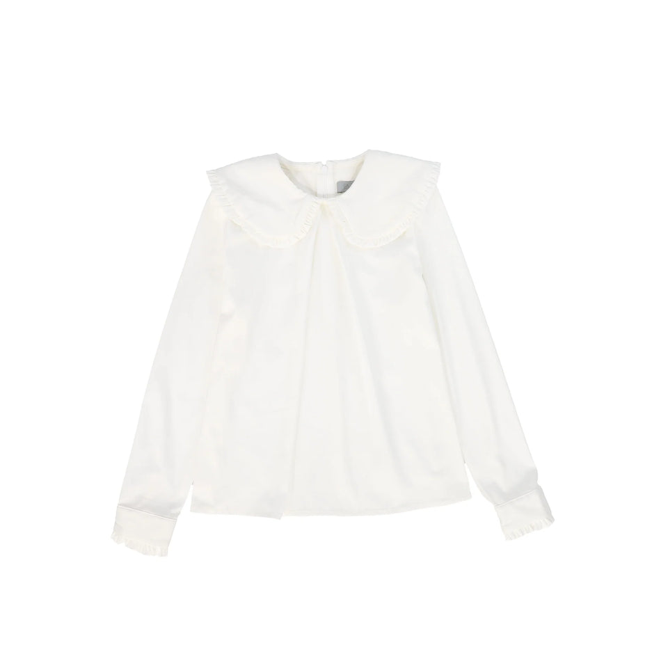 Bace White Peter Pan Collar Front Pleat Blouse