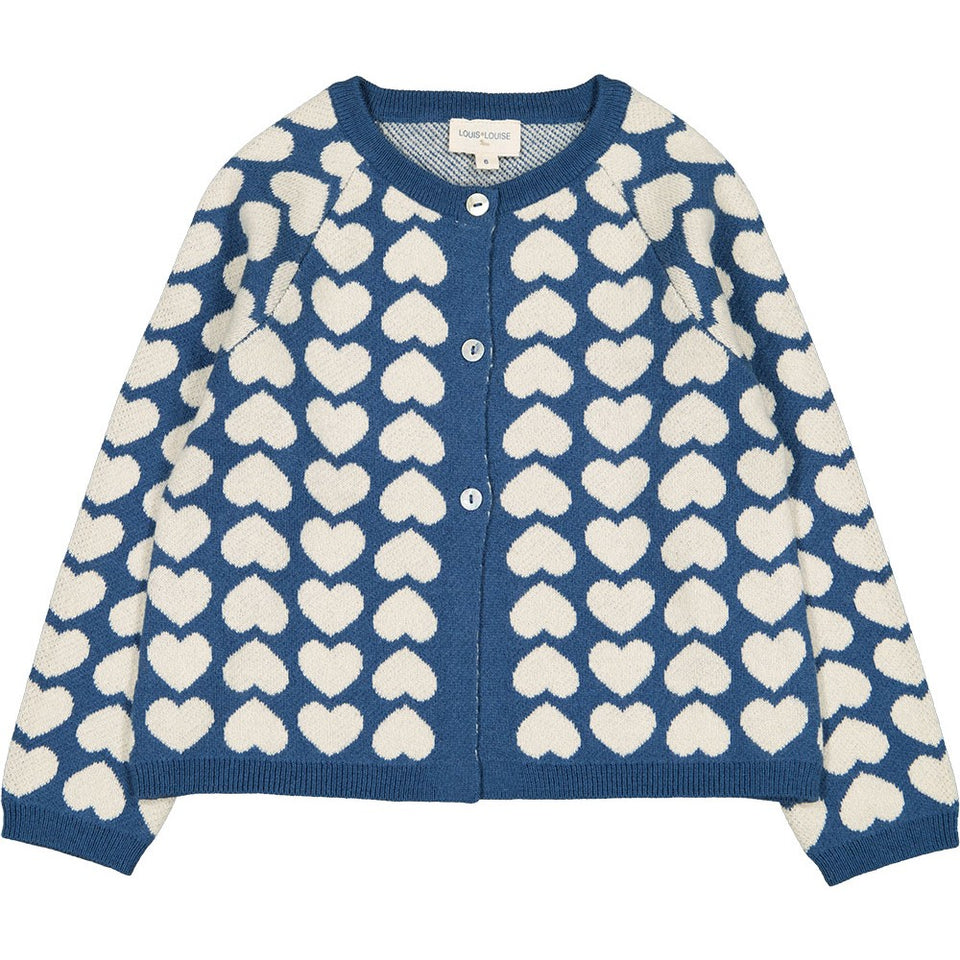 Louis Louise Blue and Cream Heart Cardigan