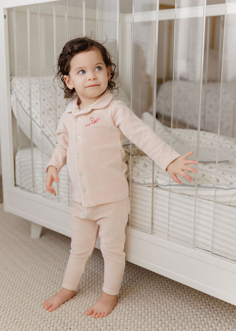Ely’s & Co. Loom Velour Stripe Light Pink Pajamas