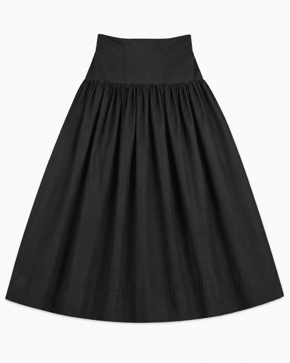 Little Tempest Black Teens Structured Taffeta Maxi Skirt