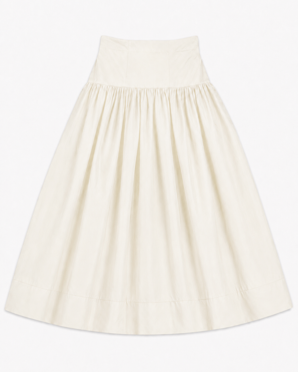 Little Tempest Cream Teens Structured Taffeta Maxi Skirt