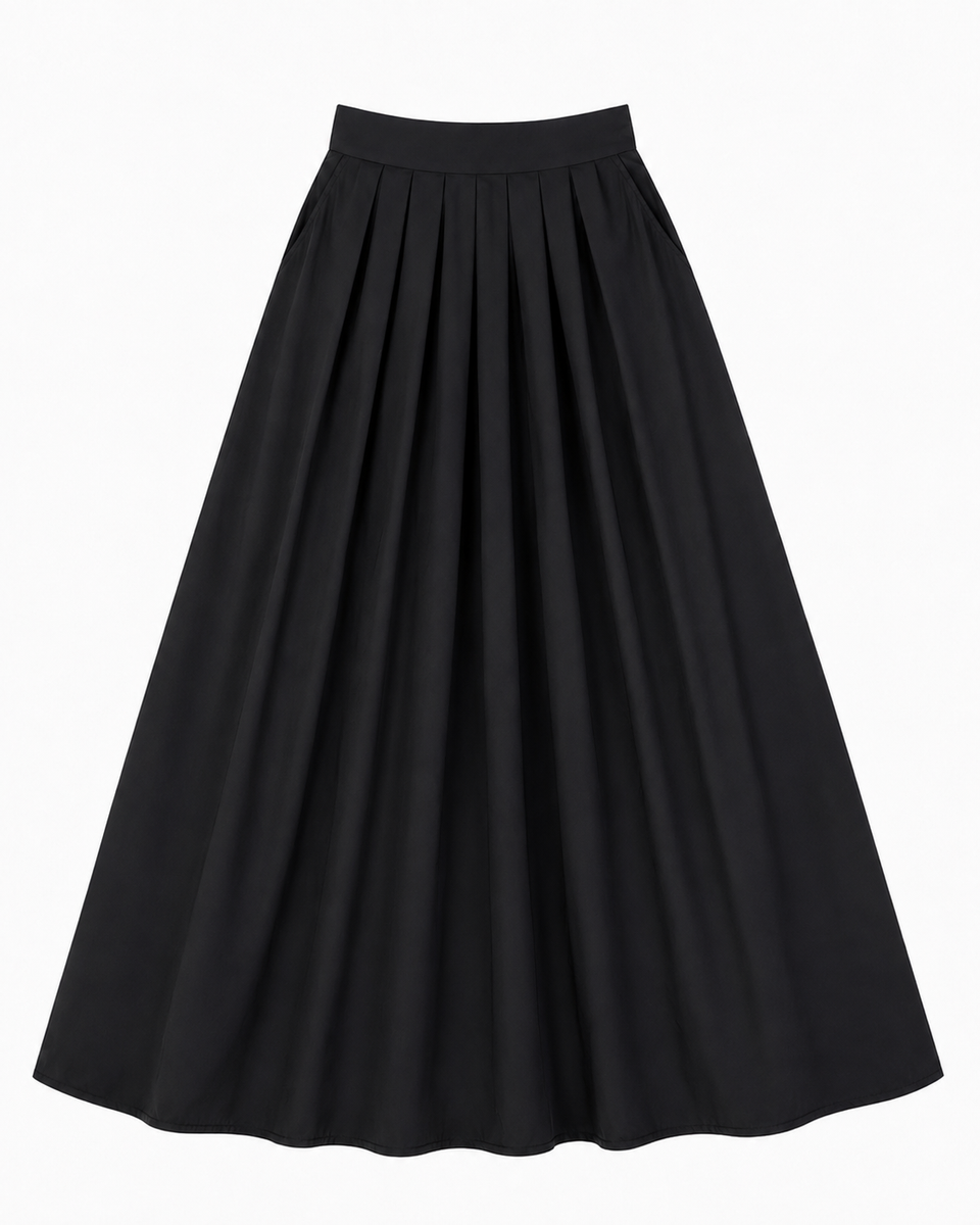 Little Tempest Black Teens Pleated Circle Taffeta Skirt