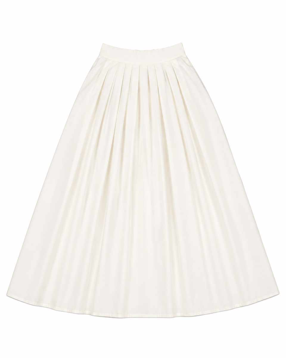 Little Tempest Cream Teens Pleated Circle Taffeta Skirt