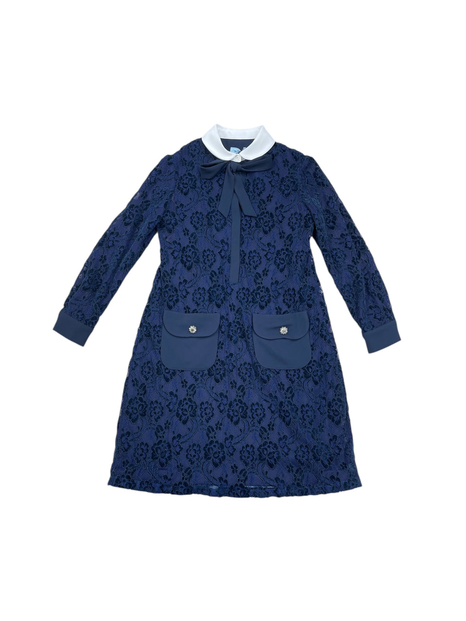 Mimisol Dark Blue Velvet Lace Dress