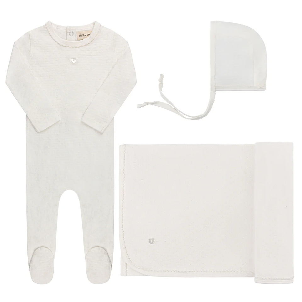 Ely’s & Co. Ivory Pointelle Heart 3pc Set