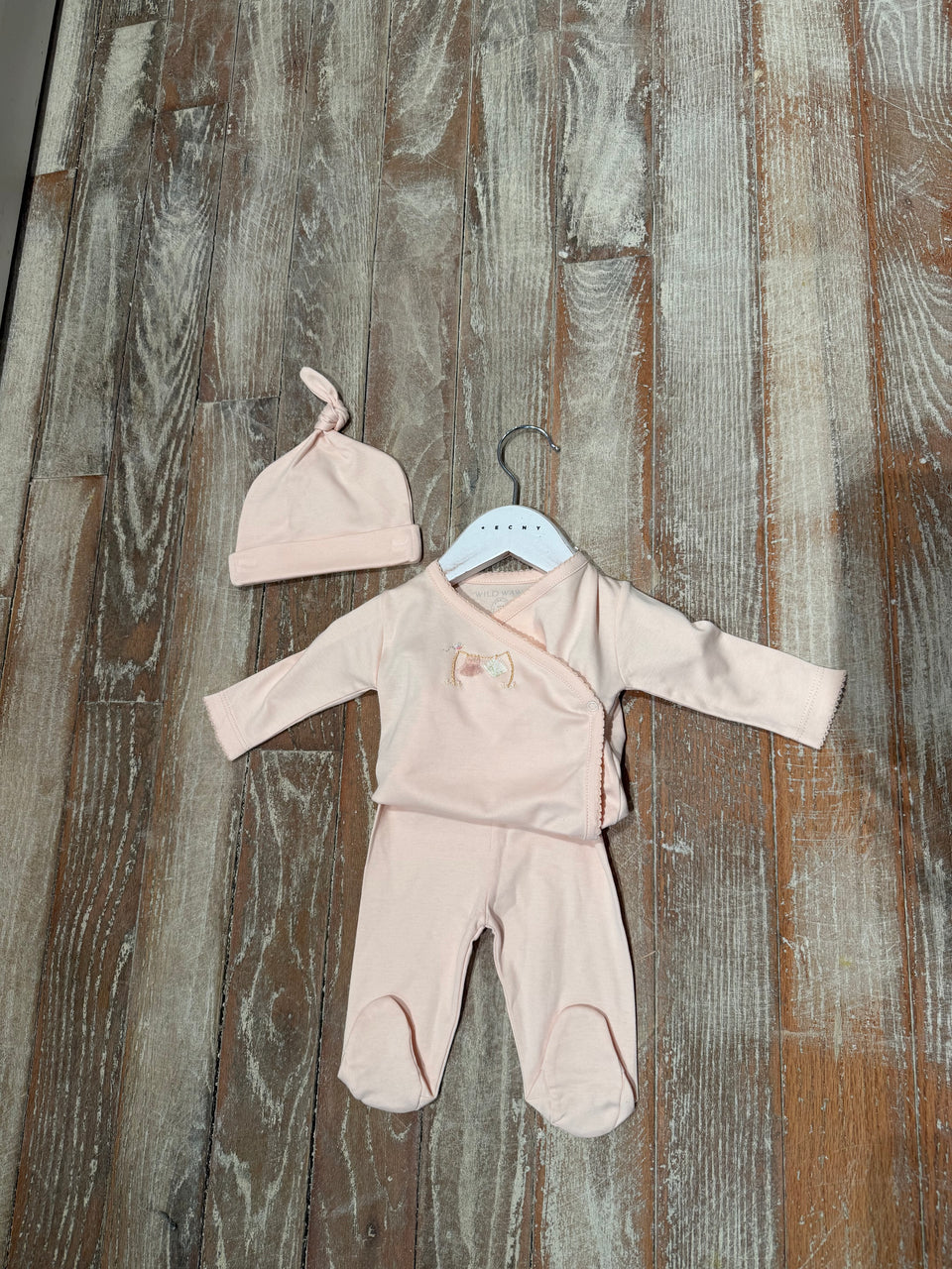 Wild Wawa Pink Clothesline Embroidered 3pc Set