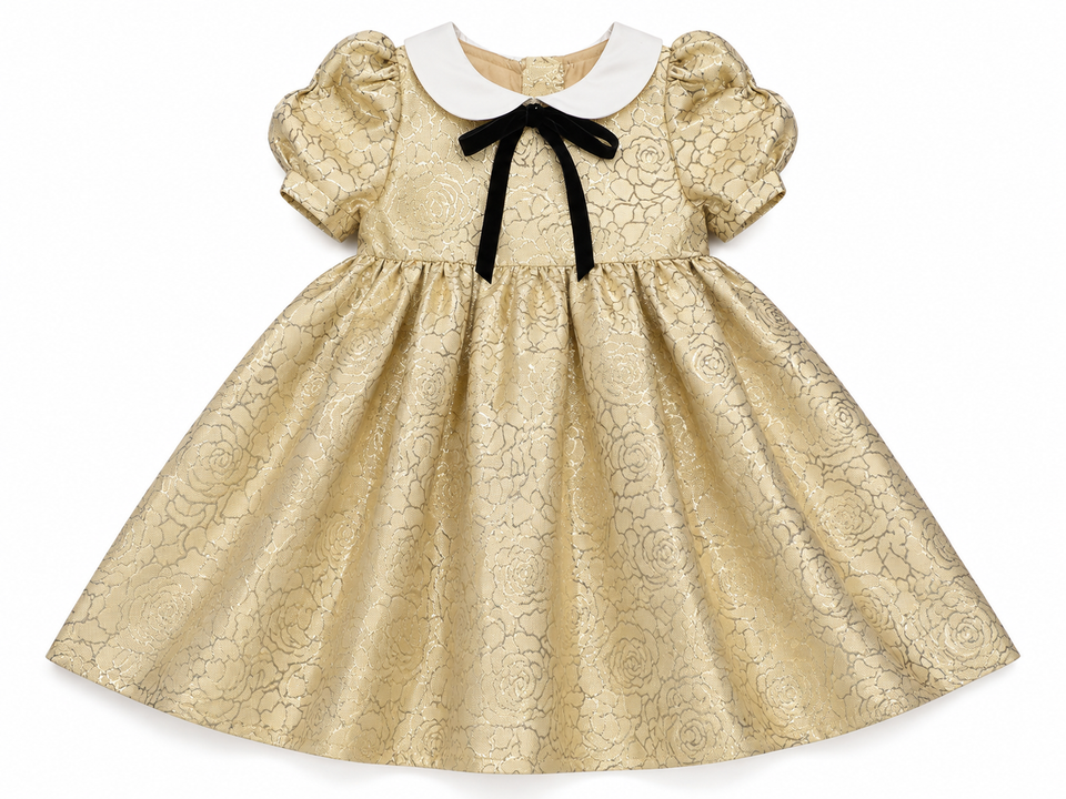 Coco Blanc Gold Jacquard Dress