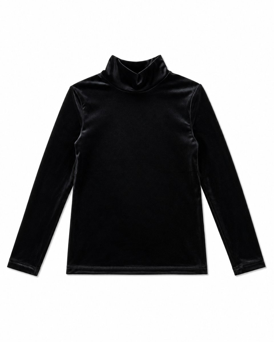 Gold Threads Black Velour Mockneck