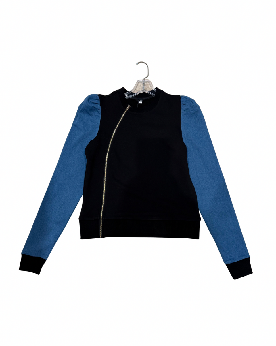 Once Upon a Teen Black Sweater w/ Denim Sleeve