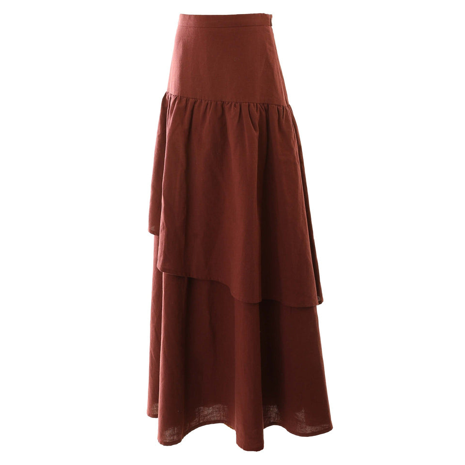 Hev Burgundy High Waisted Layered Skirt