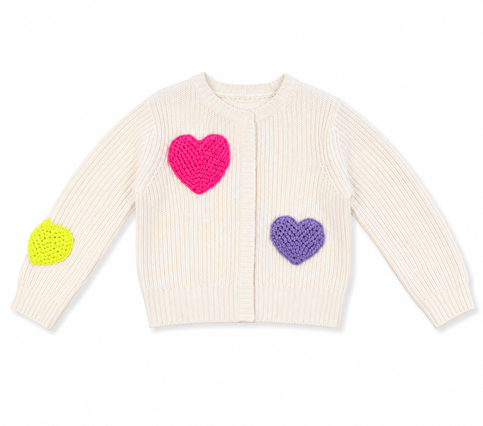 Billie Blush Ivory Heart Cardigan