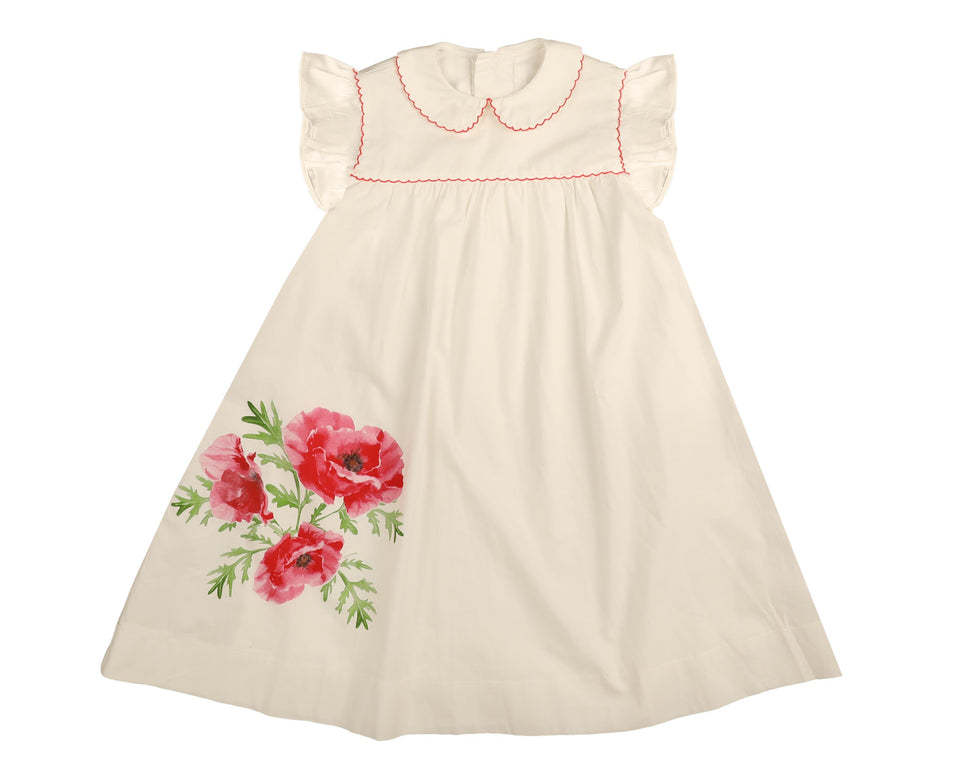 Belati Coral Poppy Print Dress- short sleeves