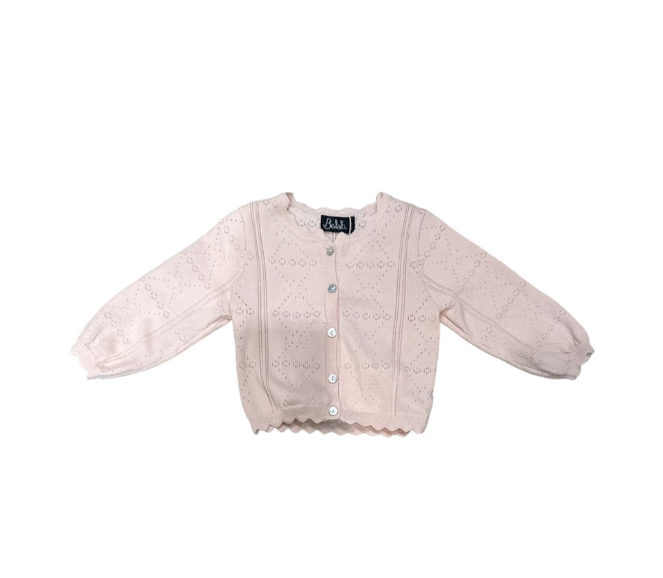 Belati Pink Pointelle Knit Cardigan