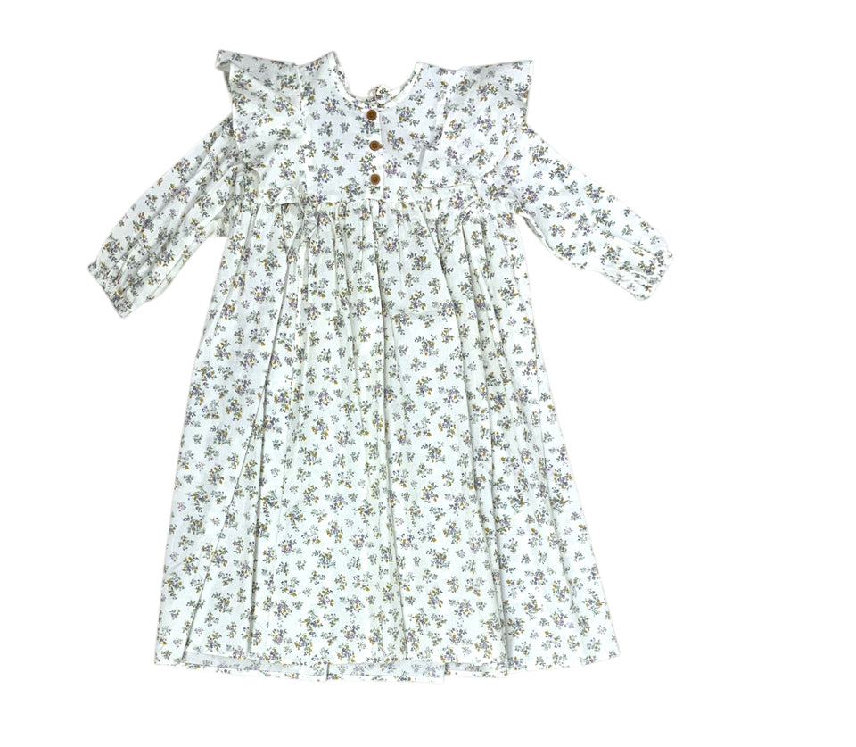 Noma Lavender Floral Dress with Shoulder Frill