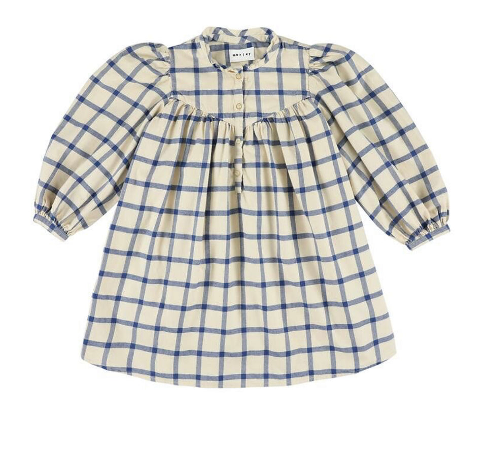 Morley Blue and Taupe Checkered Dress