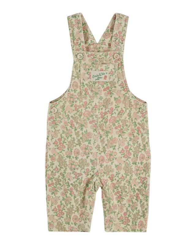 Emile & Ida Pink Rose Floral Print Overall Set