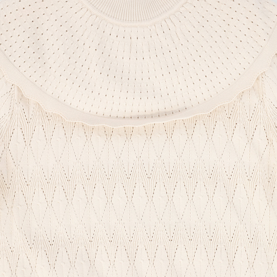 Valentina Cream Pointelle Knit Cape Sweater