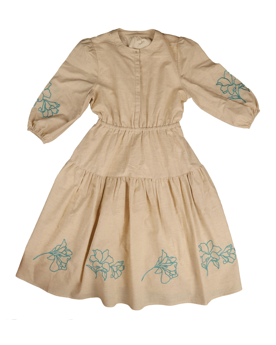 Belati Mint Embroidered Hem Dress