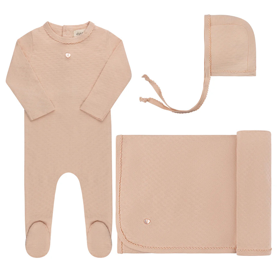 Ely’s & Co. Pink Pointelle Heart 3pc Set