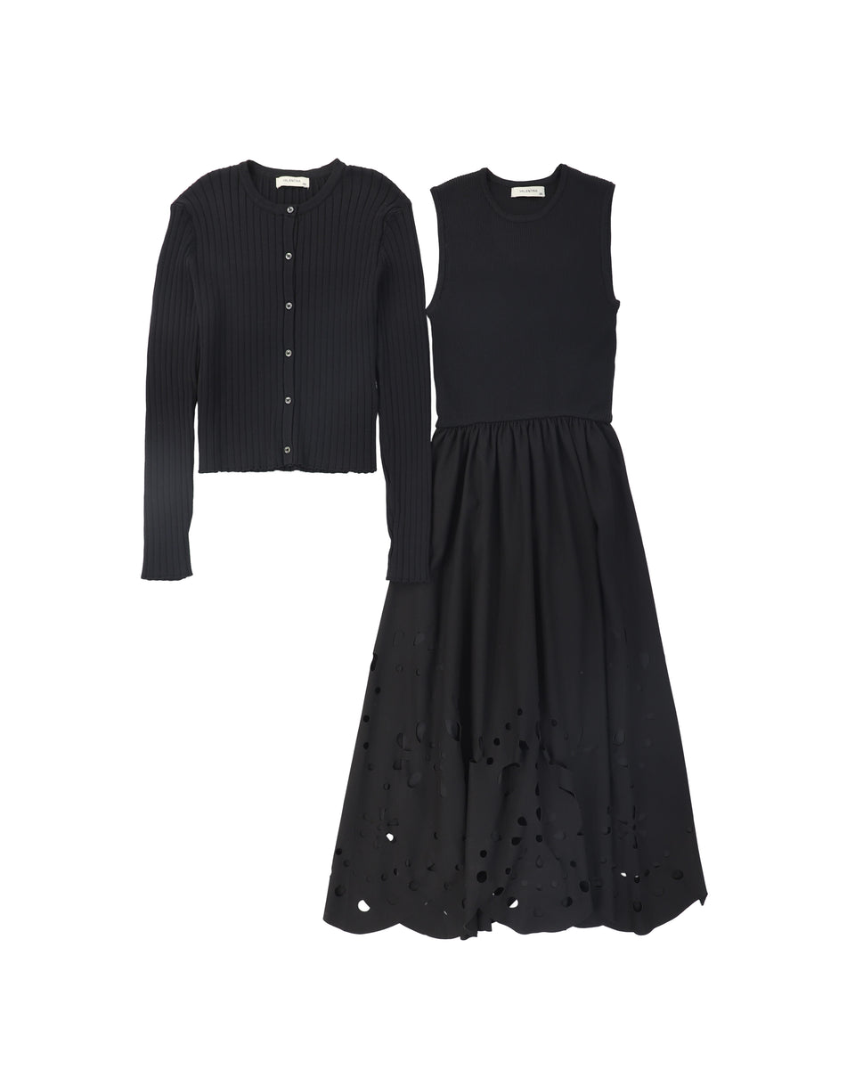 Valentina Black Knit Eyelet Jumper Set