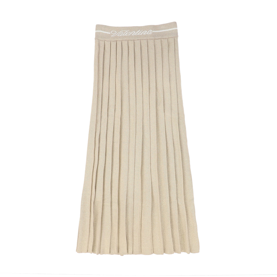 Valentina Gold Metallic Pleated Knit Skirt