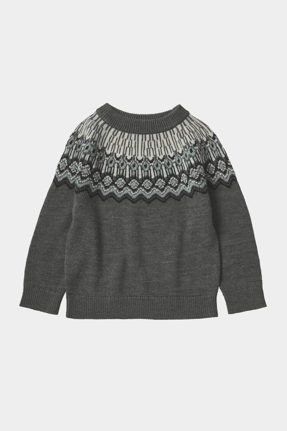 Fub Grey Melange Fair Isle Sweater Size Down