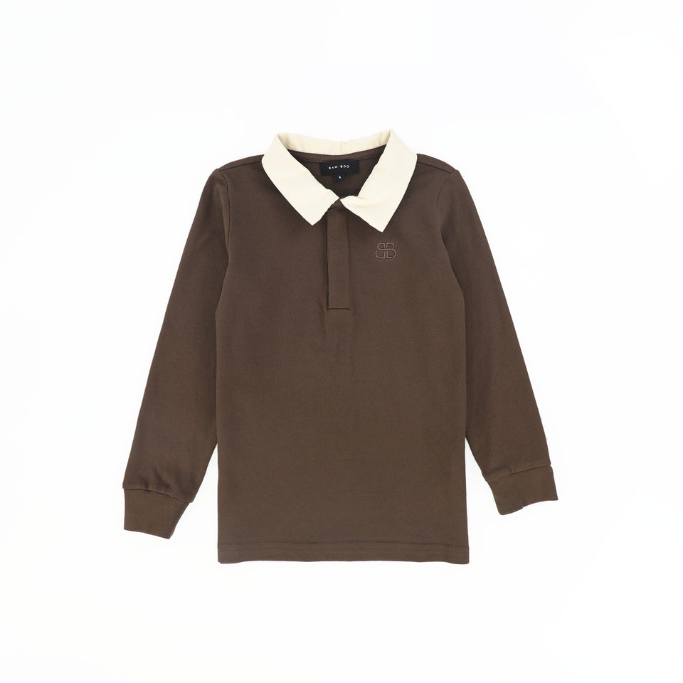 Bamboo Brown Corduroy Collar Polo