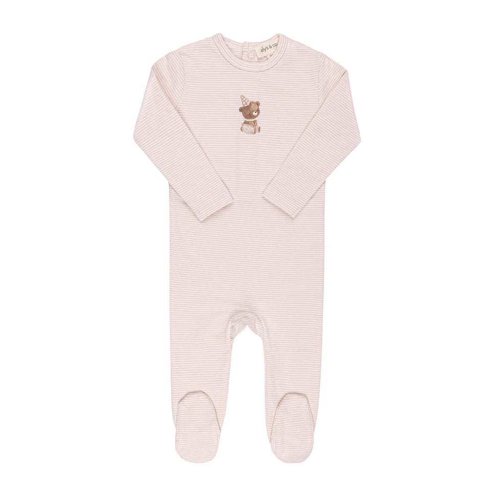 Ely’s & Co. Pink Organic Bear Footie