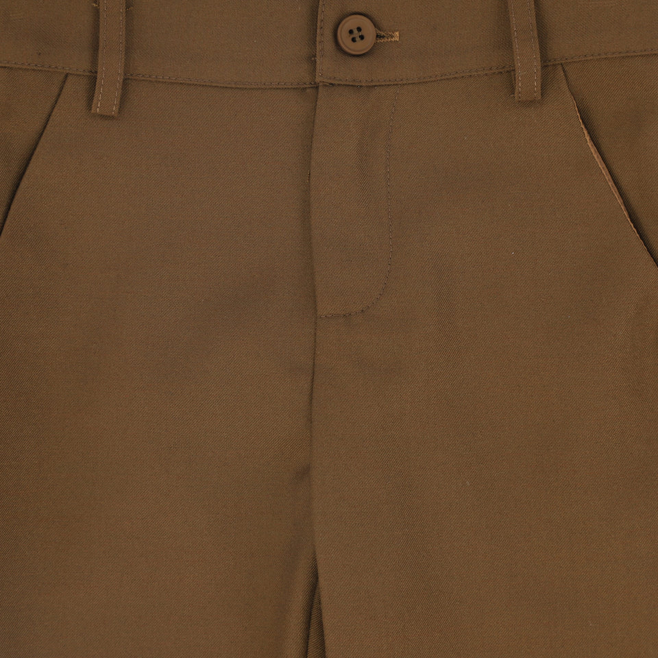 Le Bourdon Camel Solid Fitted Pants