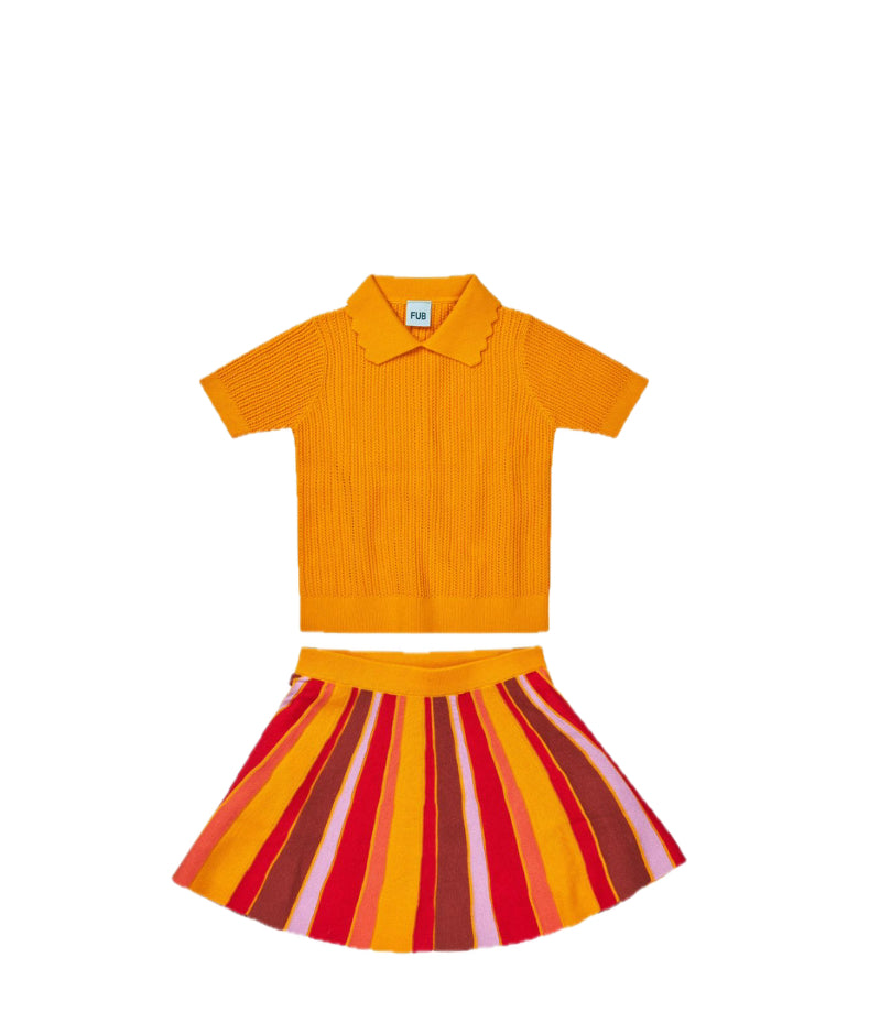Fub Sunflower Pointelle Tee w/Pleated Skirt Set