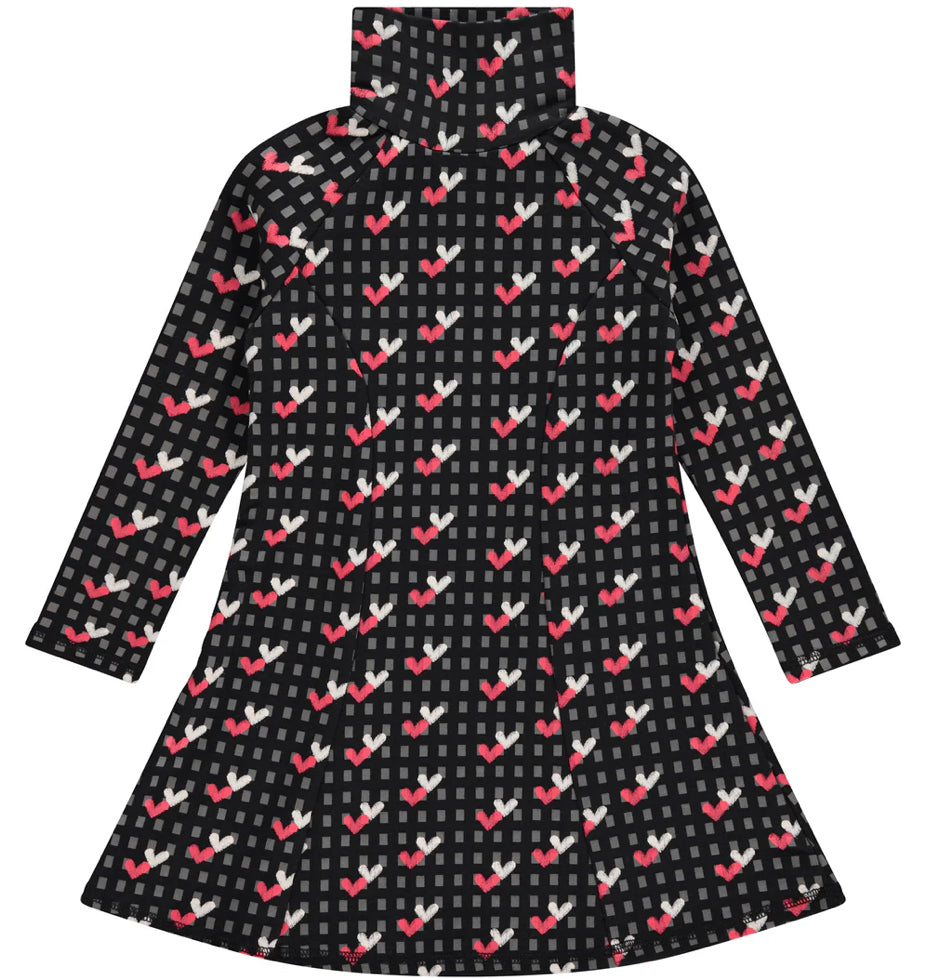 Jaybee Turtleneck Swing Dress w/ Hearts