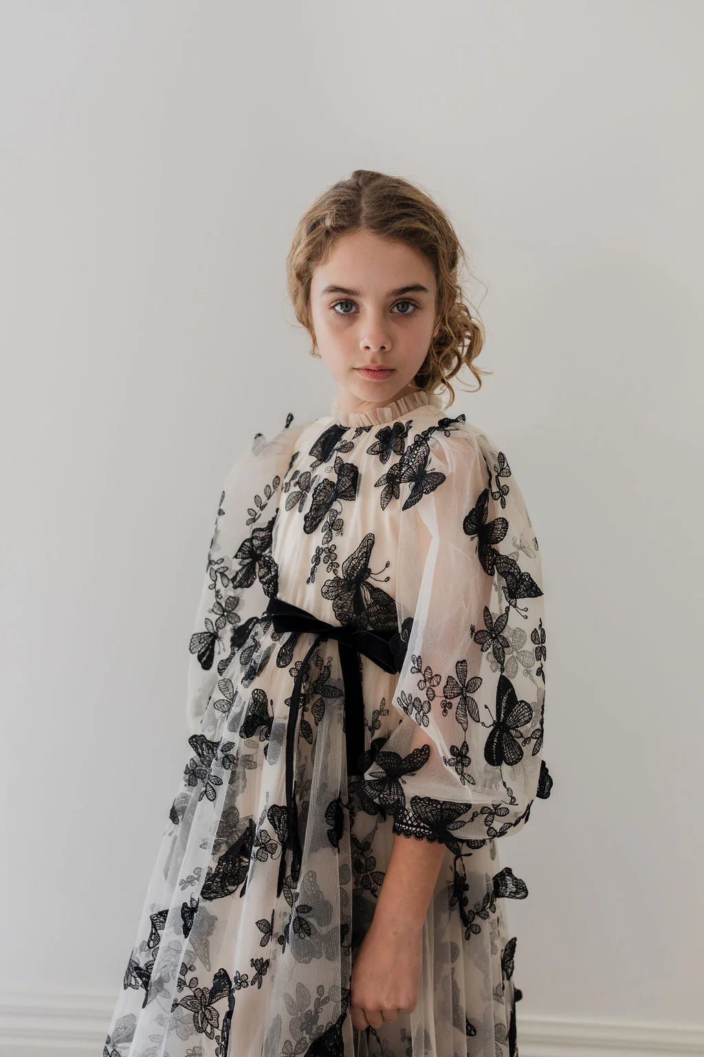 Petite Amalie Nude/Black Butterfly Tulle Dress – Elegant Child NY