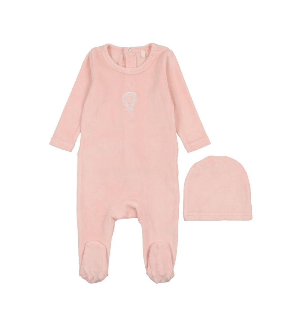 Pouf Velour Pink Embroidered Footie