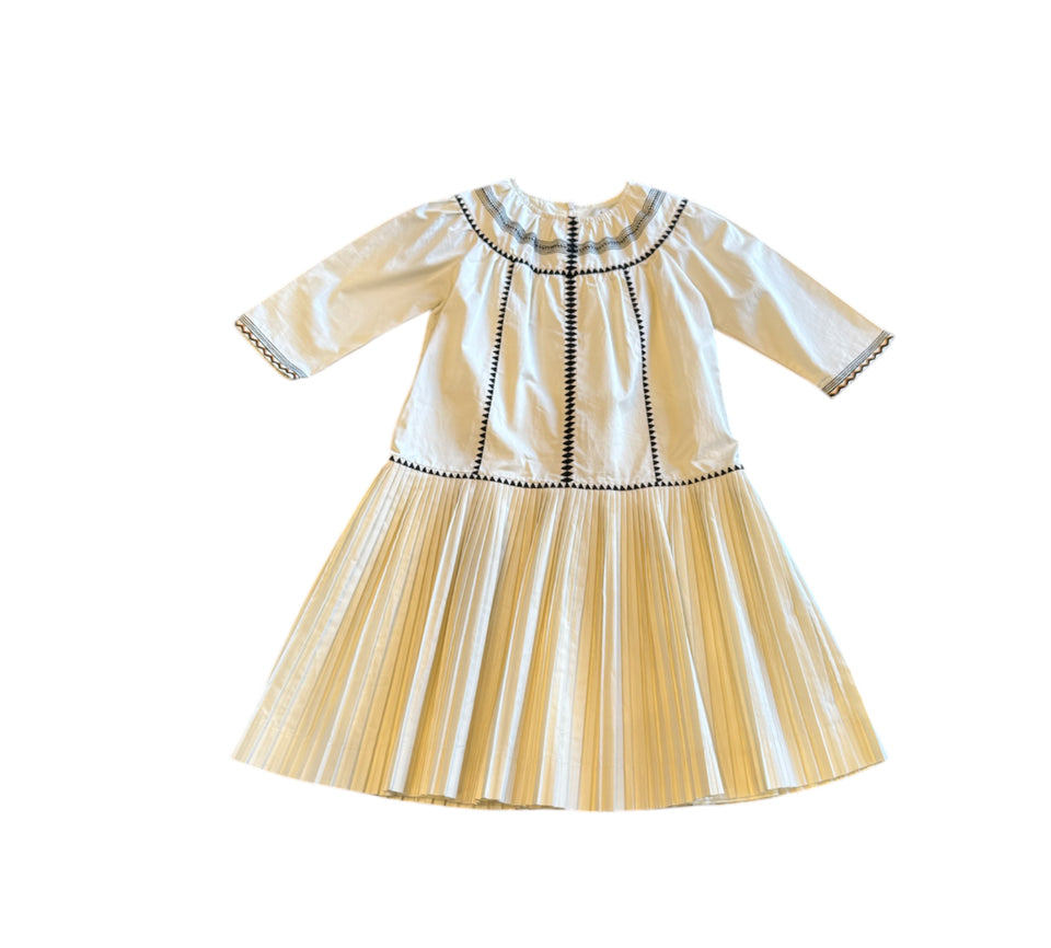 Porter Cream w/ Black, Brown Embroidered Dress