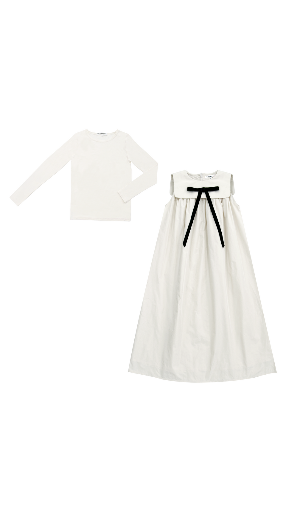 Little Parni Ivory Taffeta Maxi Bow Jumper