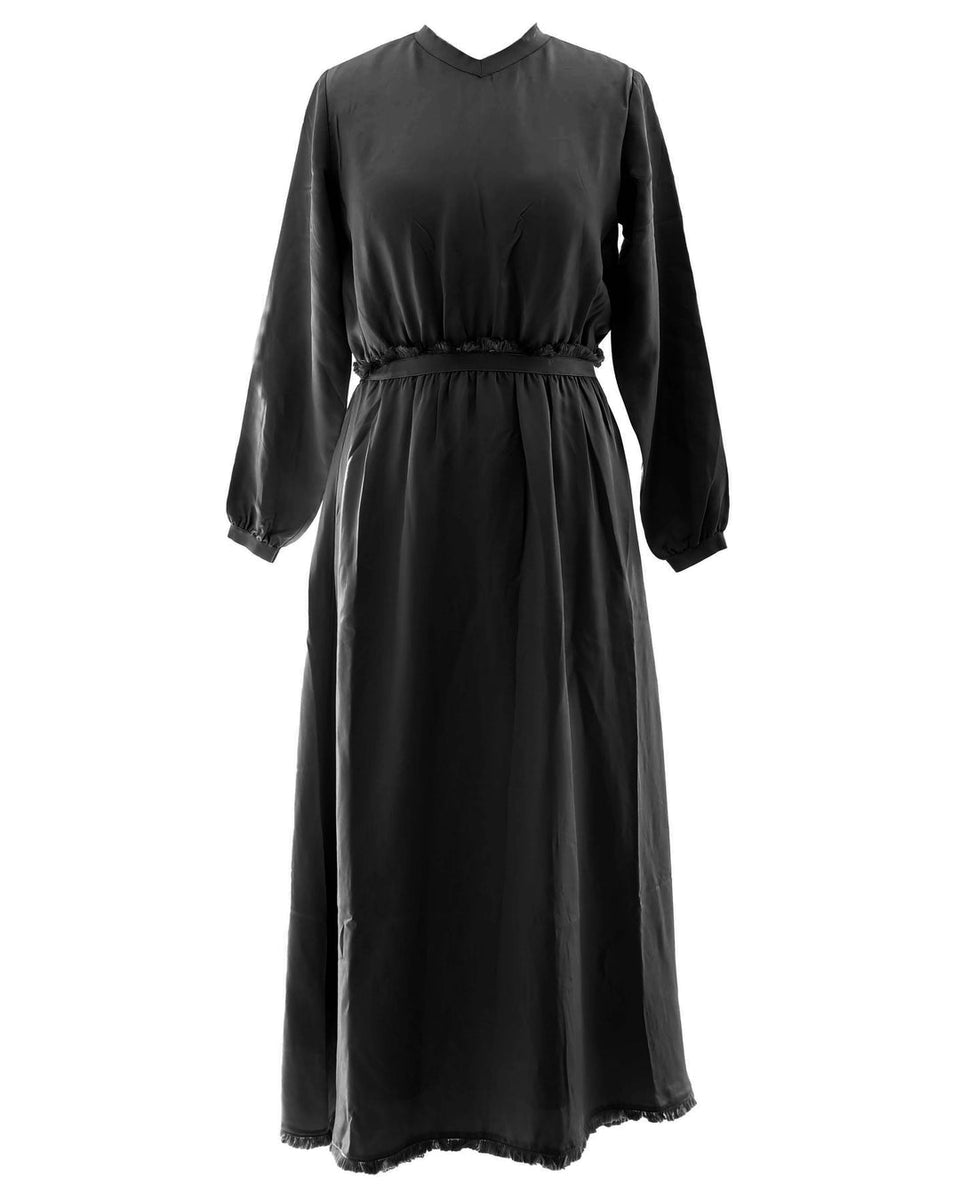 Hev Black Silk Vneck Dress