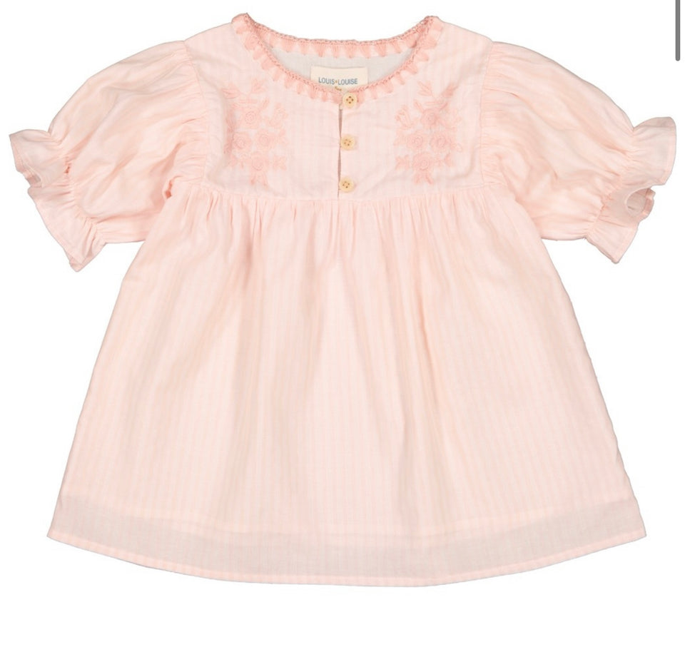 Louis Louise Pink Veil Stripe Baby Dress