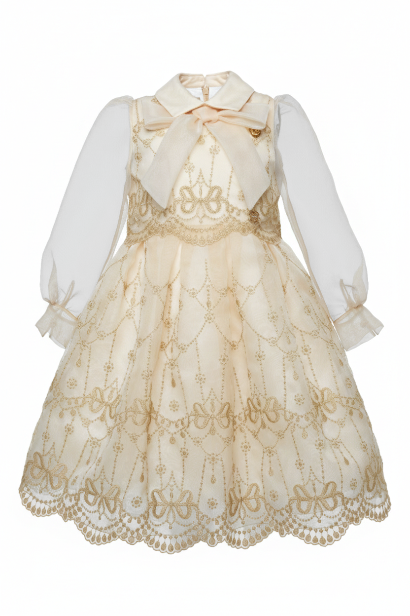 Elie Saab Beige Embroidery Organza Dress