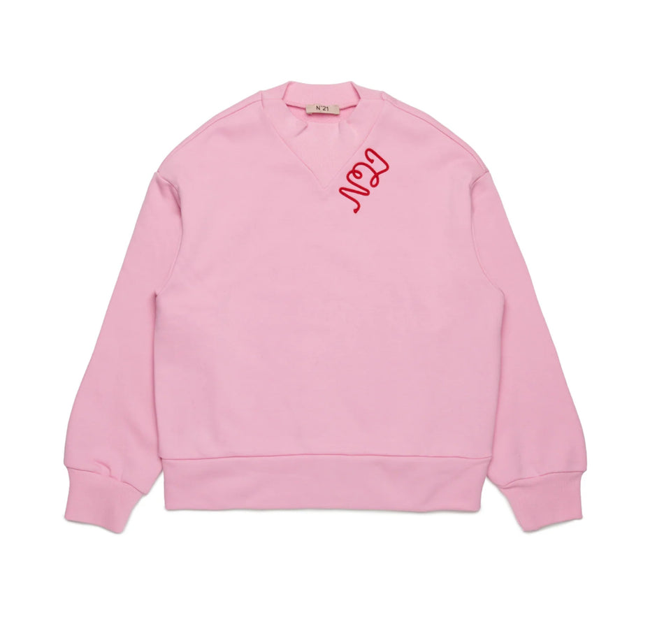 N21 Pink V-neck Logo Sweater