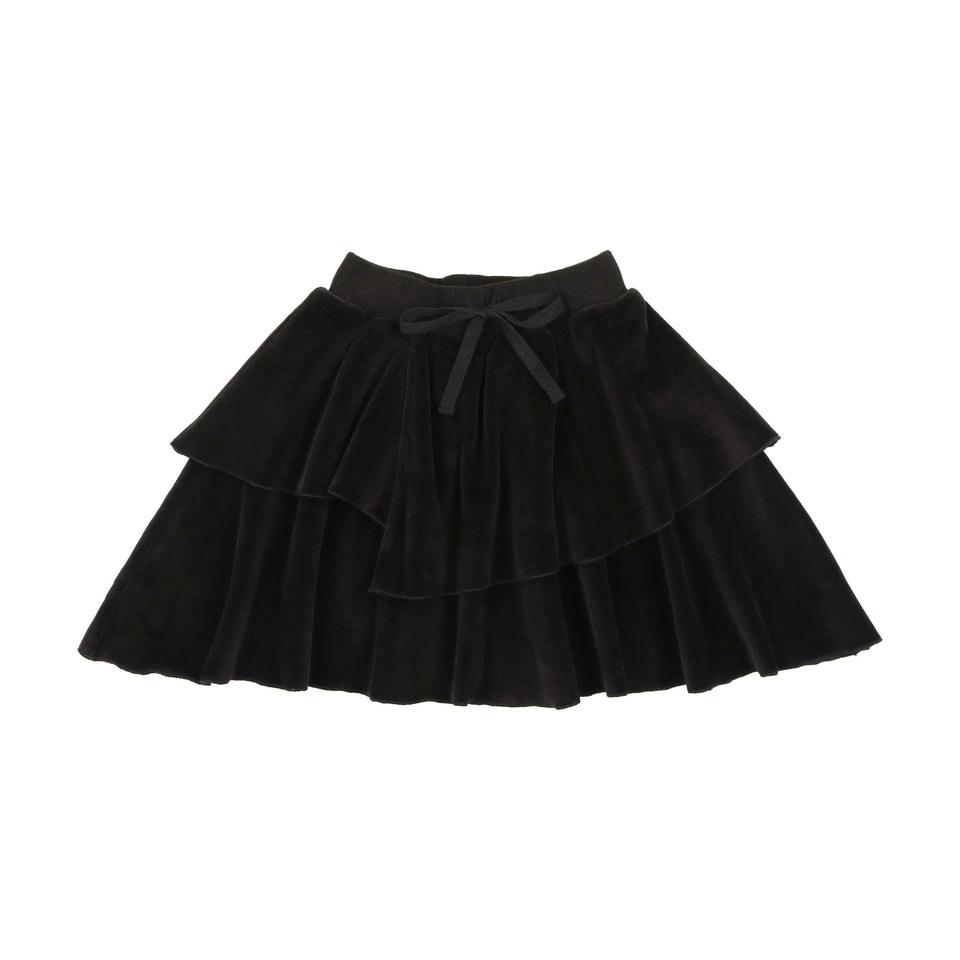 Kin Kin Black Velour Tiered Skirt