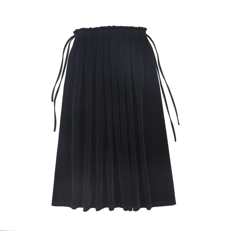 Valentina Black Velvet Waisted Maxi Skirt