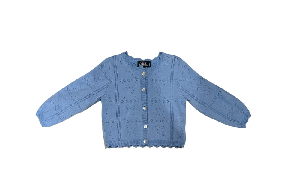 Belati Light Blue Pointelle Knit Cardigan