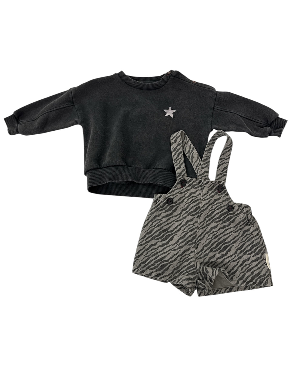 Piupiuchick Zebra Overall w/ Faded Black Sweater