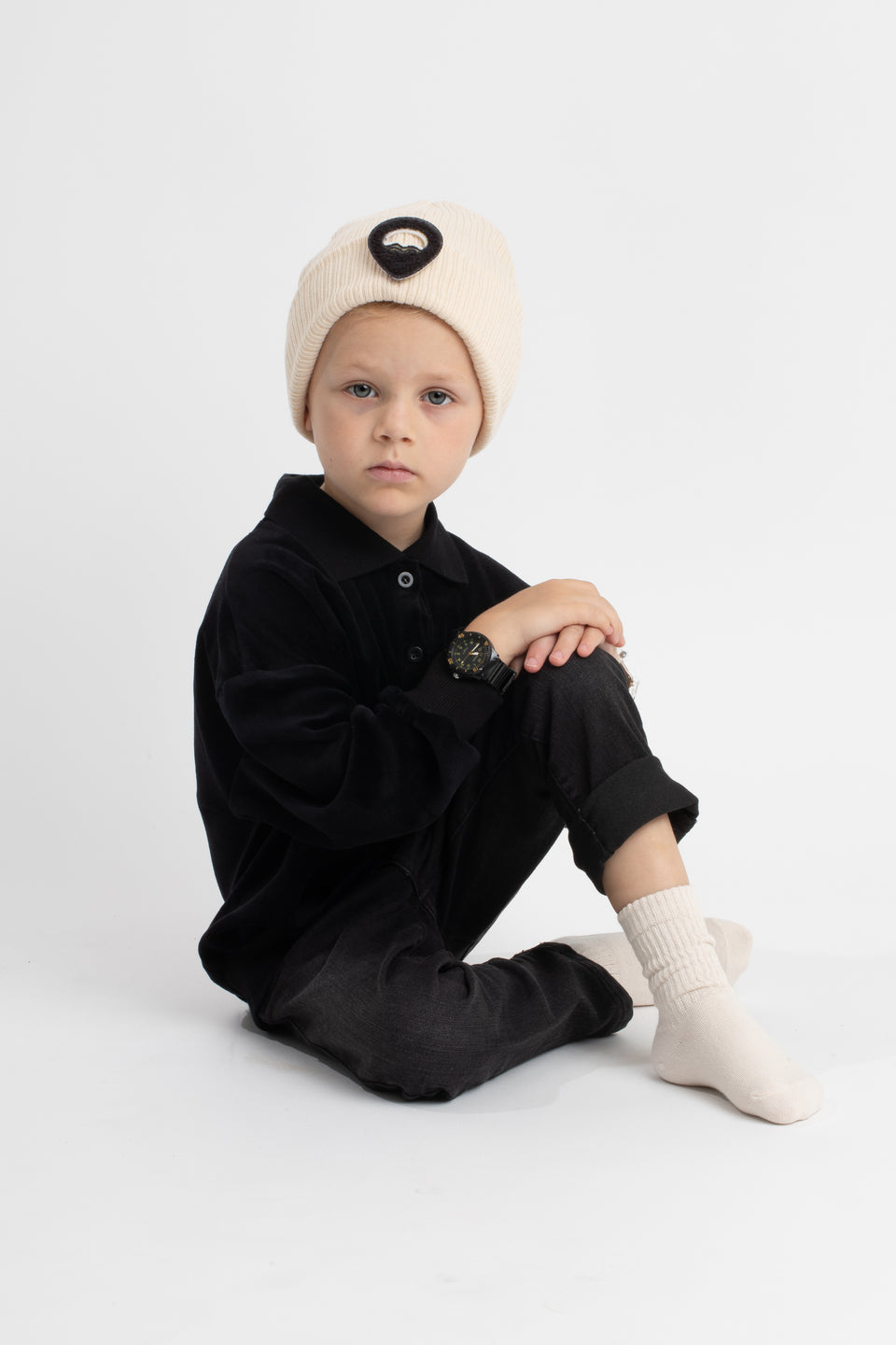 Birnham on the Sea Black Boys Polo Sweatshirt