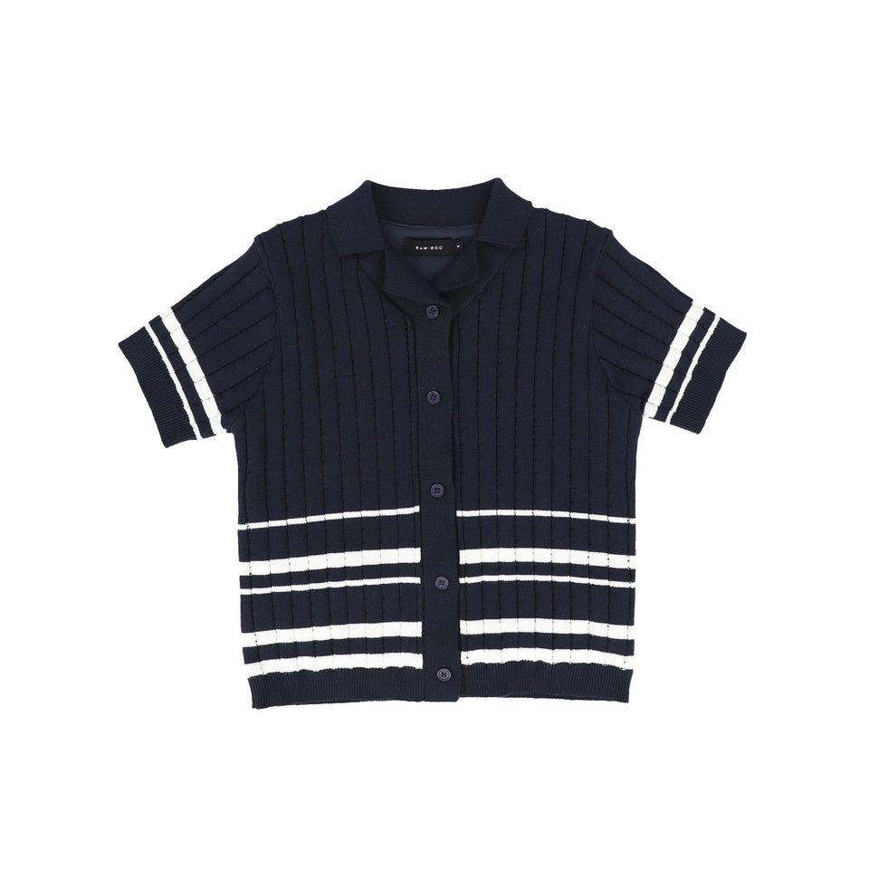 Bamboo Navy/White Striped Collar Sweater